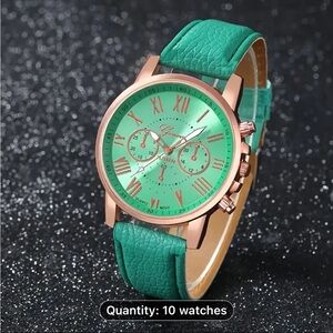 Beautiful watch with leather band.